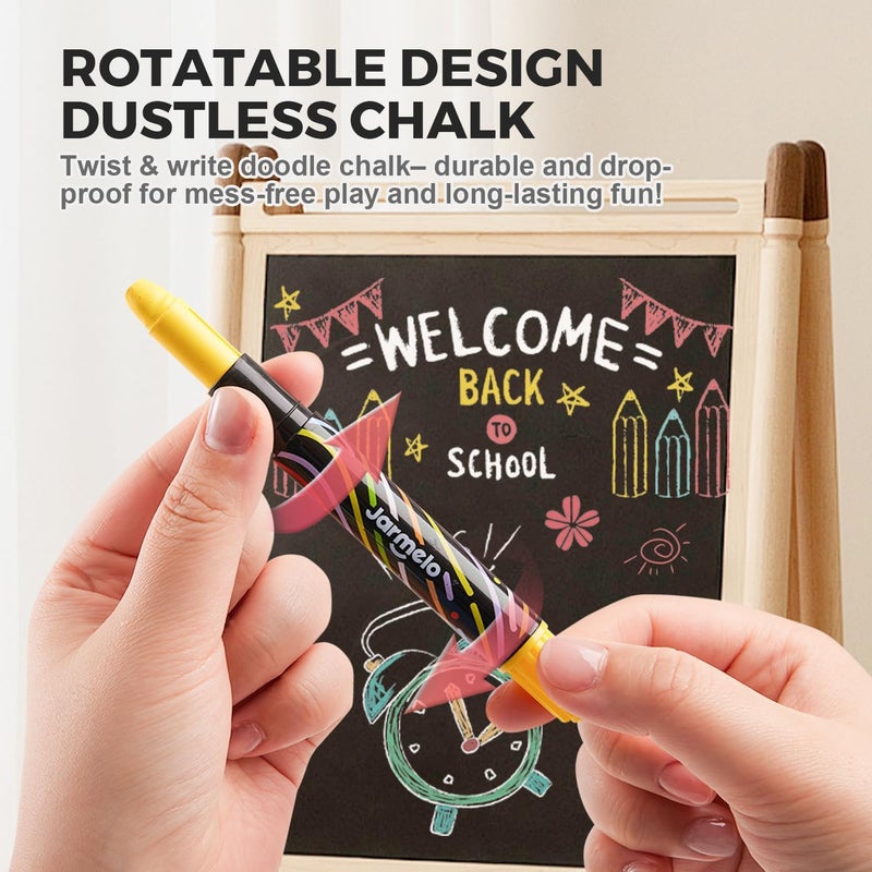 JARMELO Dustless Chalk for Kids, 12 PCS Sidewalk Chalk Set with Holder, Washable and Non-Toxic, Colored Chalk for Chalkboard, Easy Grip Jumbo for Sidewalk Drawing, Blackboard, Outdoor Art Play 3+ - Image 4